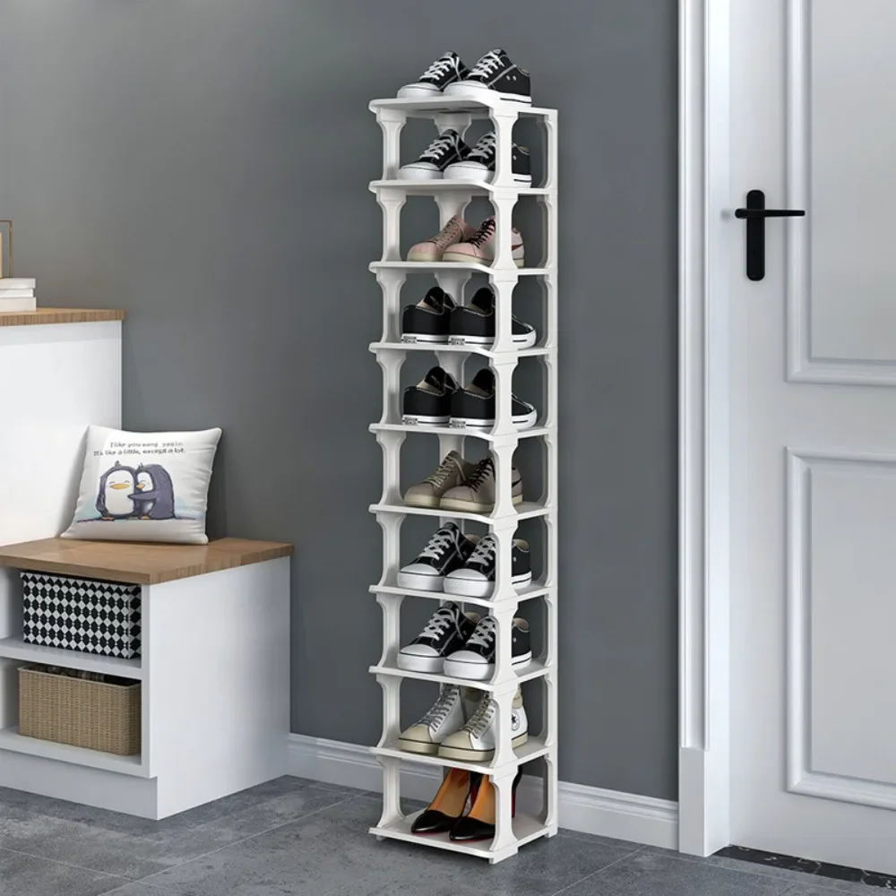 Zapatero sencillo ahorra espacio para almacenamiento, zapatero pequeño plegable multicapa de plástico creativo multifuncional para uso doméstico