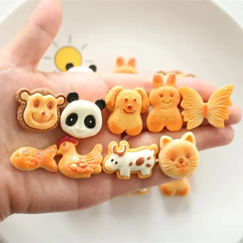 10pcs Fish Rabbit Panda Animal Toast Bread Resin Pendants Cartoon Charms For DIY Handmade Earring Keychain Jewelry Supplies