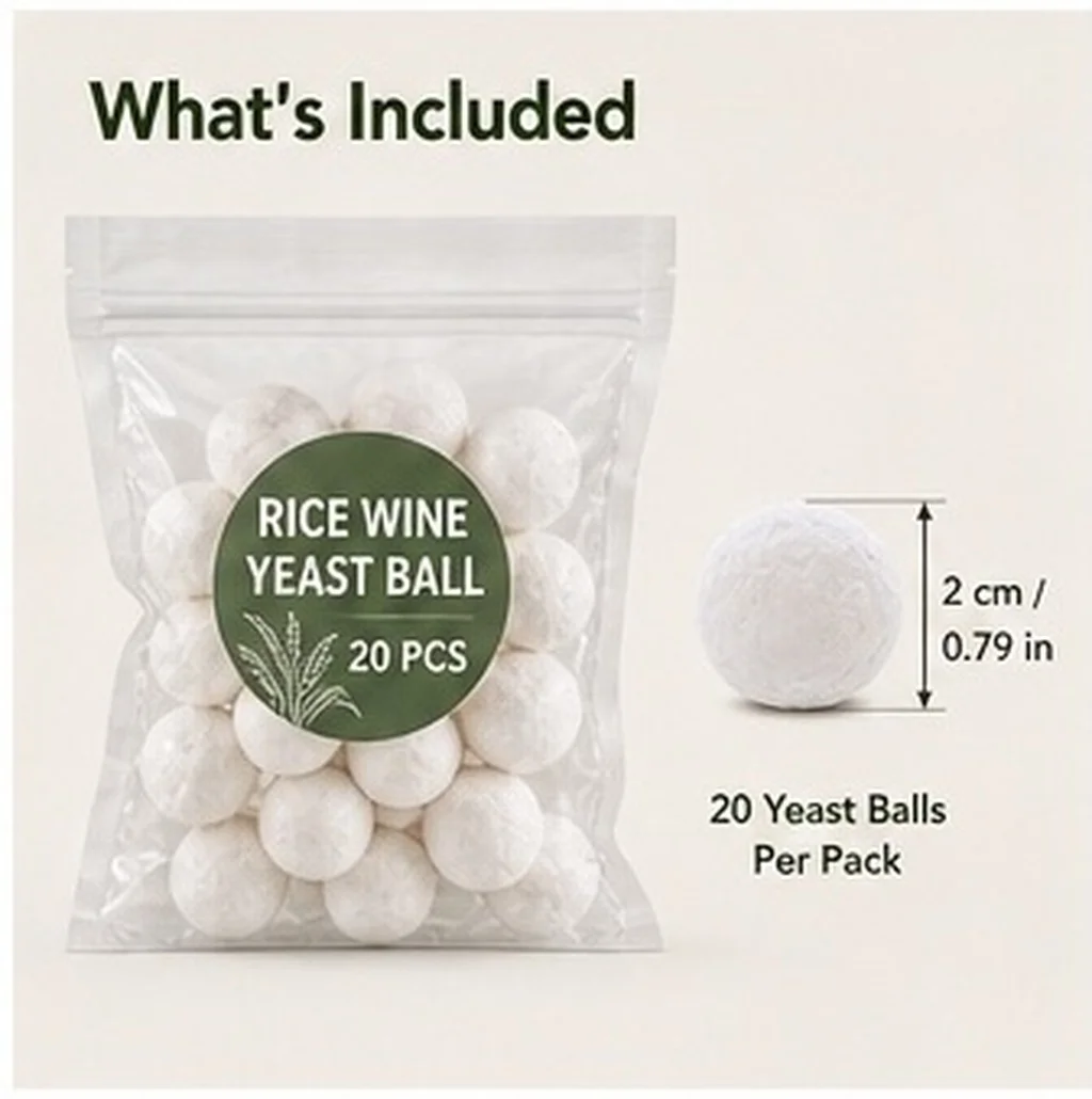 20pcs Dry Yeast Traditional Chinese Rice Wine Yeast Ball for Home Brewing-Fermentation Agent for Fruit Rice Wine Alcohol Making