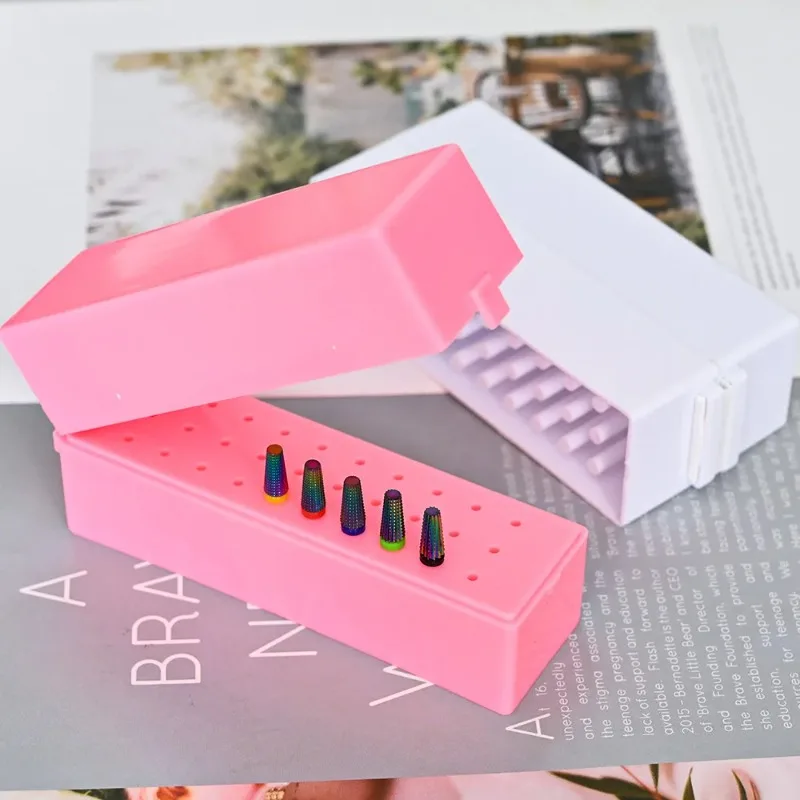 30 Holes Nail Drill Bits Storage Box Nail Grinding Head Holder Stand Display Container Milling Cutter Manicure Organizer Stand