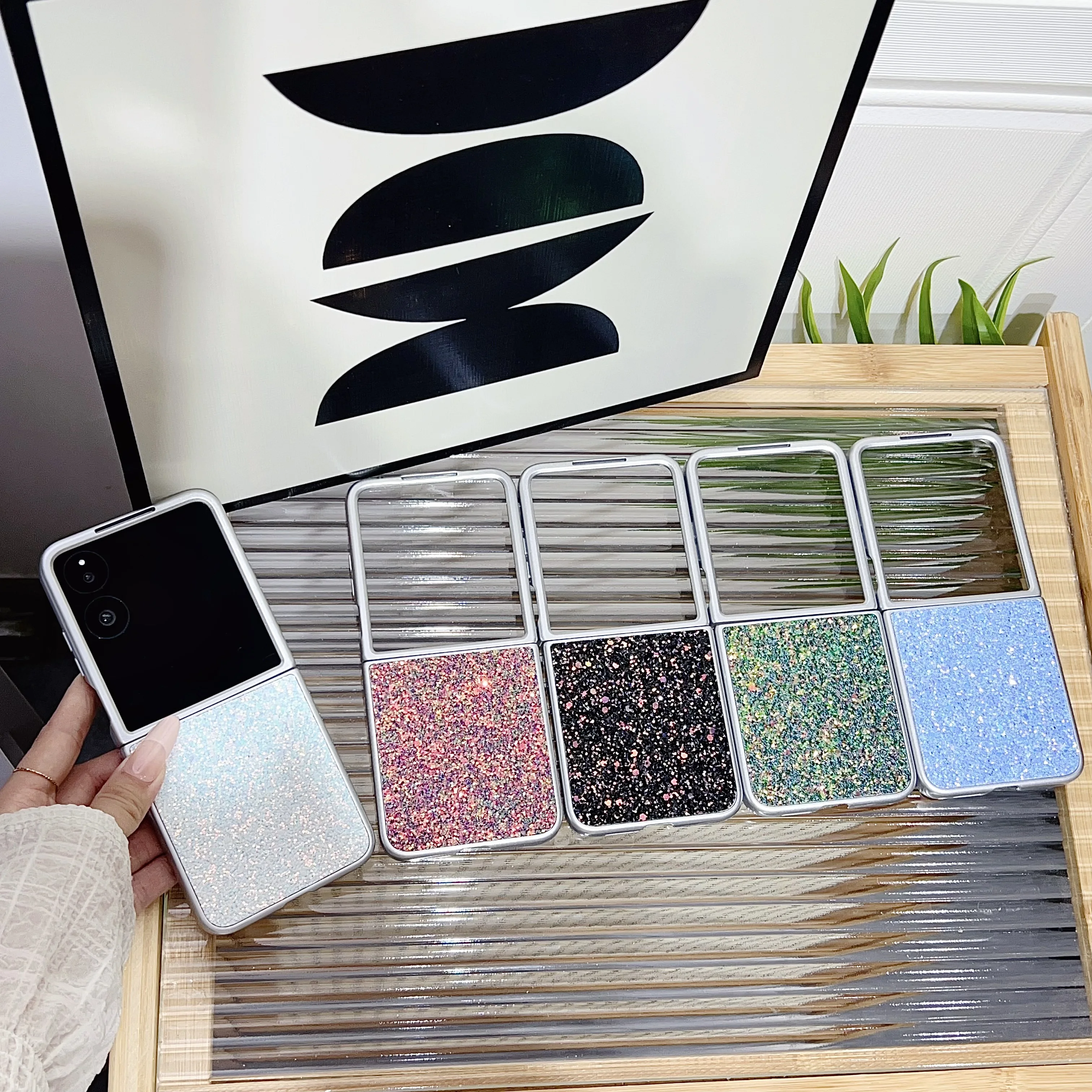 

Back Cover For Xiaomi Mix Flip 1 2 Case Glitter Sparkle Powder Hard PC Shockproof Phone Case