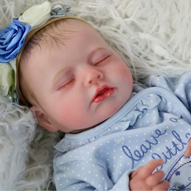 

48CM Newborn Reborn Sleeping Doll Handmade Lifelike Reborn Baby Dolls 3D Painted Skin with Visible Veins Bebe Reborn Toy for Gir