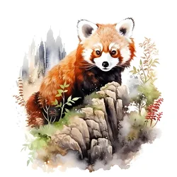 Red Panda Watercolor Sticker, Water-proof Wall Decal, Used for Wall, Bathroom, Cabinet, Door,Toilet Lid, Car, Laptop QT15
