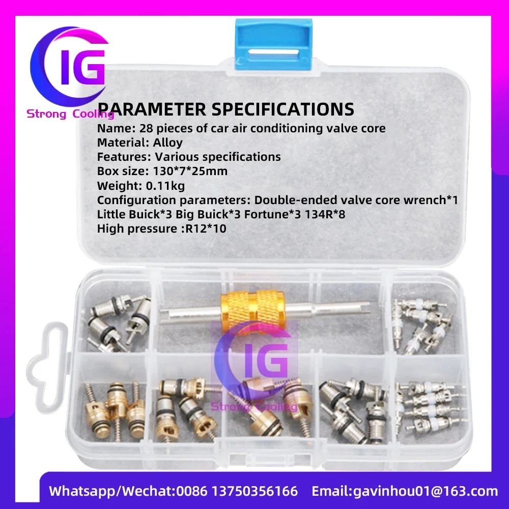 28PCS Auto AC valve core wrench valve core  For Mercedes-Benz BMW Toyota Honda Volkswagen Buick Peugeot Citroen