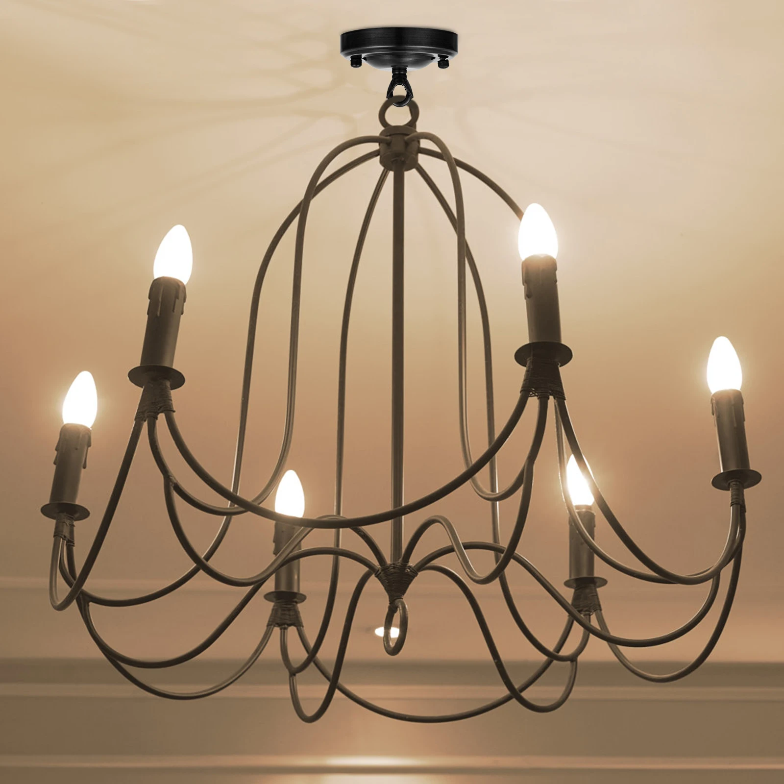 

Iron Ceiling Cover Plate Chandelier Hanging Hook Kit Long Service Life Easy Assemble Suitable Corridors Restaurants Halls Bars