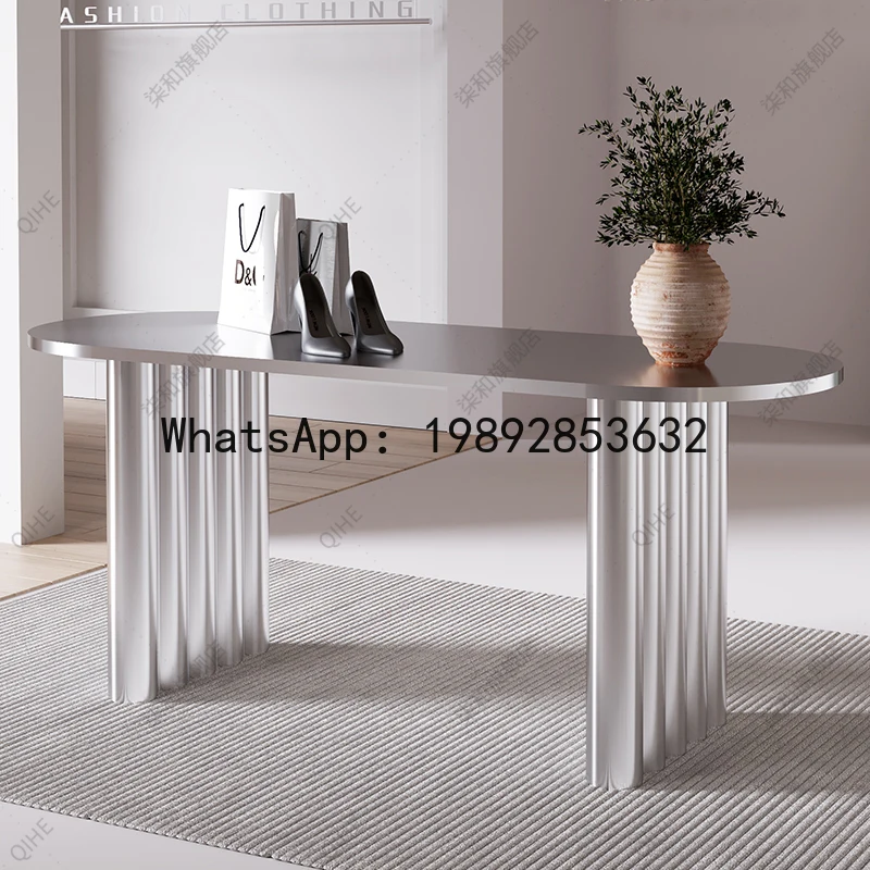 Stainless Steel Center Island Water Flow Table Buyer's Store Middle Display Workbench Storage Table Display