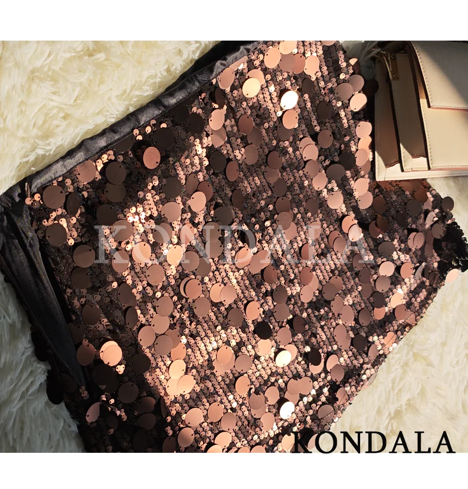 KONDALA сексуальная мини-юбка с блестками, женские блестящие вечерние юбки трапециевидной формы с высокой талией, женские модные рождественские новогодние юбки 2025, праздничные юбки