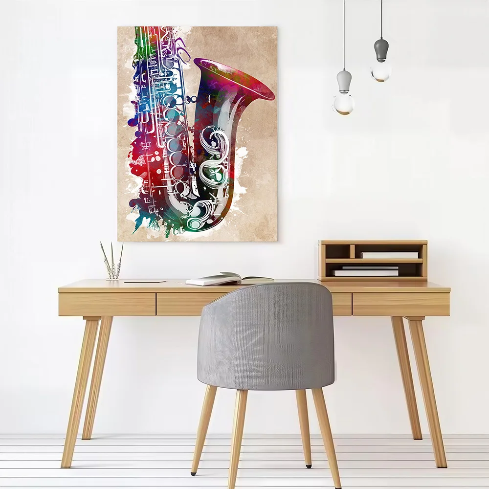 Saxophone Music Art Printed Canvas Poster Custom Pictures Wall Art Canvas Painting for Modern Living Room Paintings Wand Deko