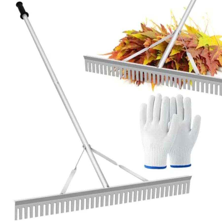 

Aluminum Landscape RakeLandscape Rake 36" Leaf Rake Tool for Loosening Soil Lawn Care Weeding Lake Garden Pond Beach Landscapin