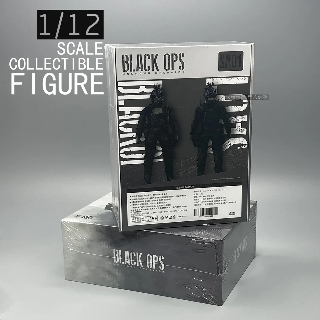 HASUKI 1/12 SALVO serie SA01 Black Ops, conjunto completo de muñecas de combate militar, decoración de escena, modelo de figura de acción de 6 pulgadas, juguetes de regalo