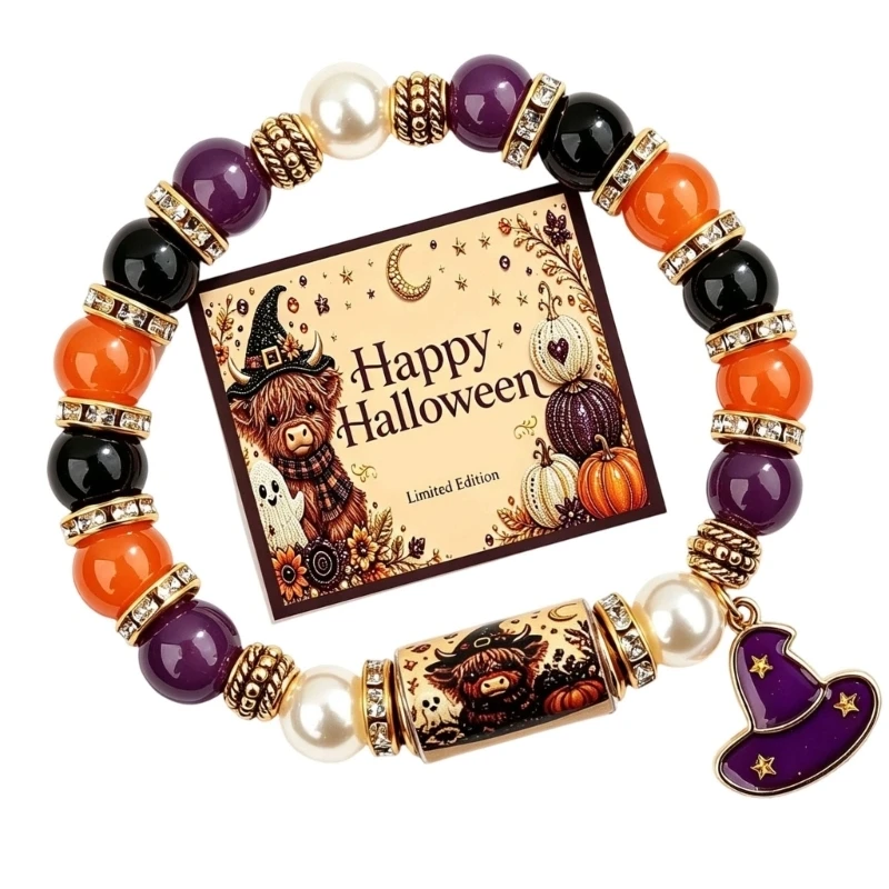 E0BF Spooky Season Beaded Bracelet for Party Styling and Gift Giving