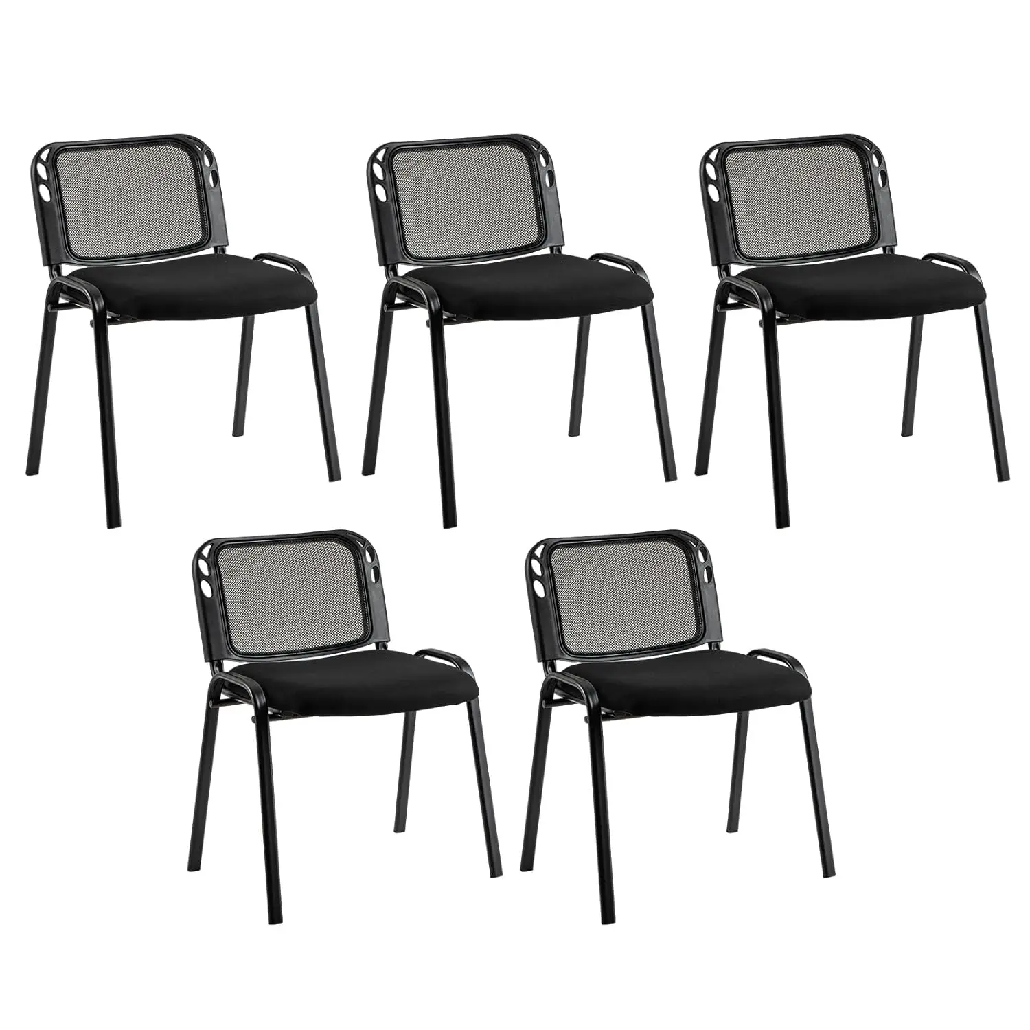 

5 Stackable Reception Chair Mesh Backrest Waterfall Seat Metal Frame Carrying Handles Office Meeting Lobby Chair, Custom