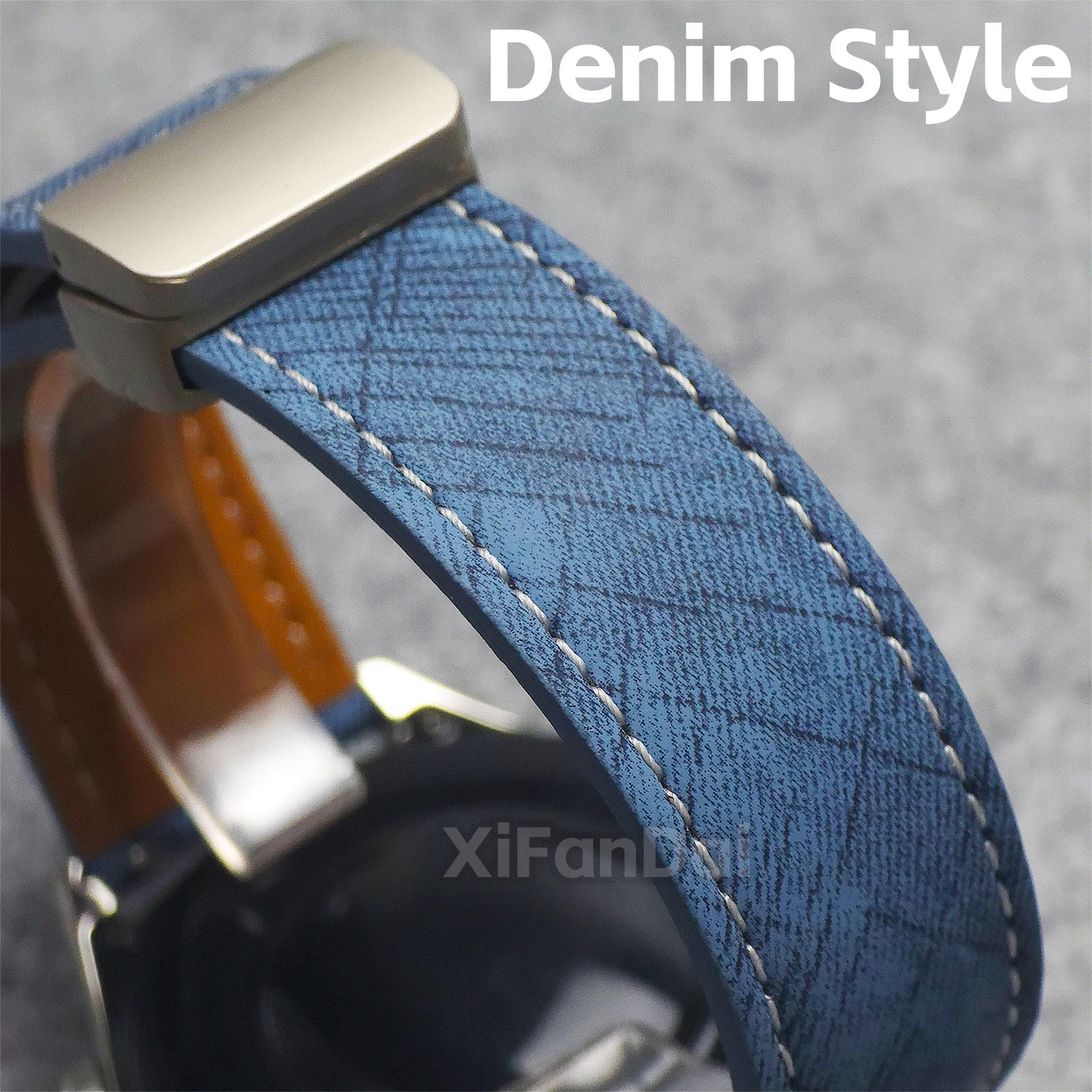 Suitable for Huawei GT6/gt4 watch band gt7 denim genuine leather watch5 magnetic gt6pro/watch4pro/buds2wristband