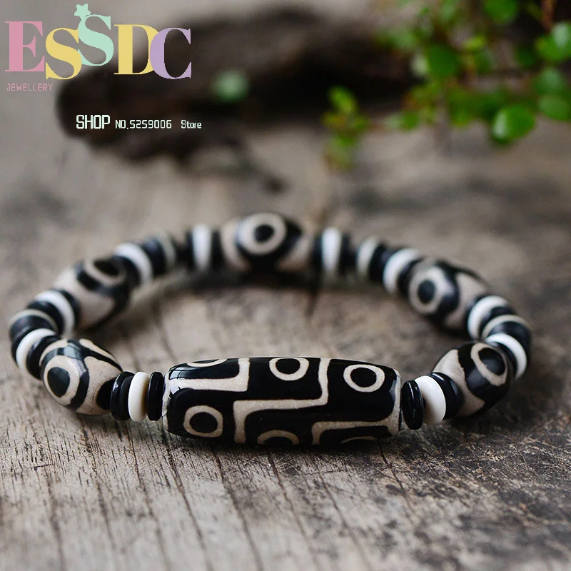 Natural Tibetan rough stone old Dzi bead bracelet three eyes and nine eyes agate genuine men and women bracelets religious