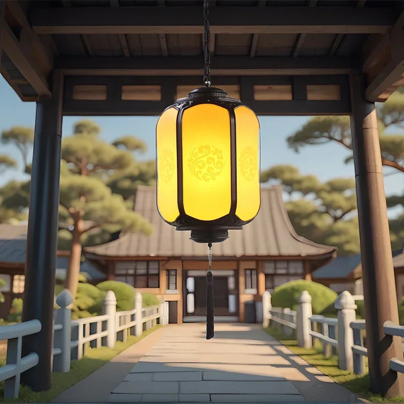 Solar chandelier outdoor garden light Chinese imitation marble villa door light outdoor