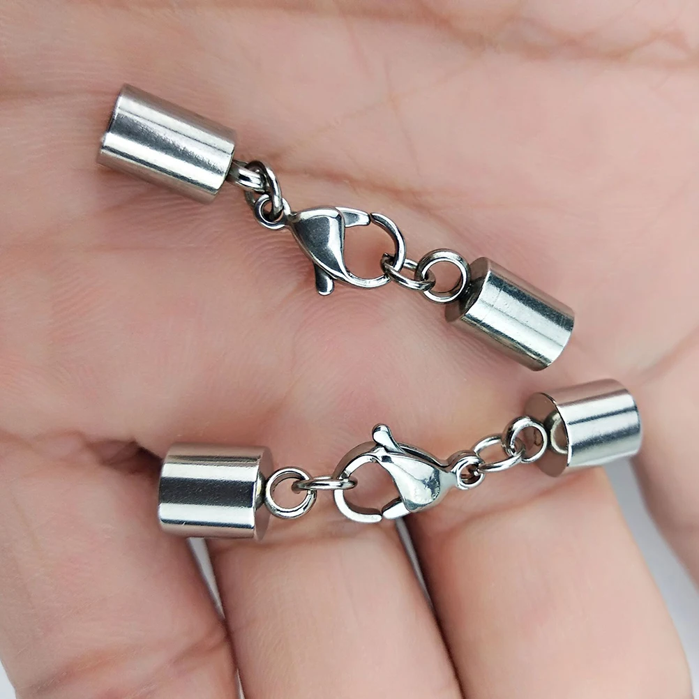 

20 PCS Cord Buckle Necklace Fastener Jewelry Lobster Clasp Stainless Steel