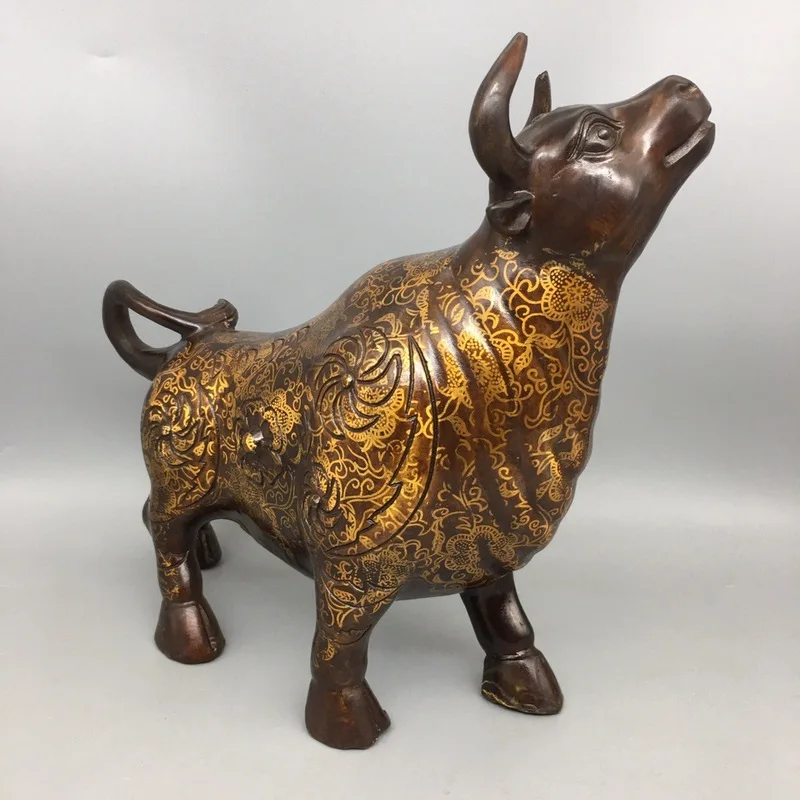 Bronze bull ornament, bronze bull, Wall Street bull, auspicious decoration, turning things around, golden bull craft
