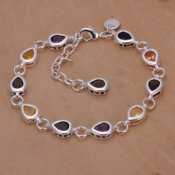 

925 Sterling Silver Water Droplet Color Cuffs Hand Bracelets For Women High Quality Bracelet Jewelry Accessories Jewellery