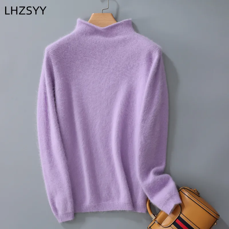 2022 Autumn New 100% Mink Cashmere Sweater Women\'s Tops Solid Knit Sweater Fashion Pullover Loose Bottoming Shirt Female Jacket