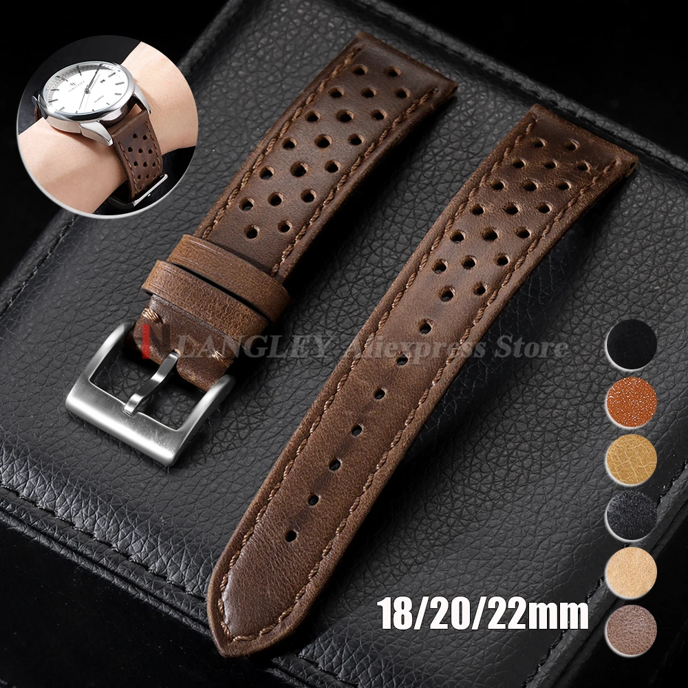 18mm 20mm 22mm Vintage Calfskin Strap Universal Cowhide Watch Band Breathable Bracelet for Men Women Sport Wristbelt Accessories