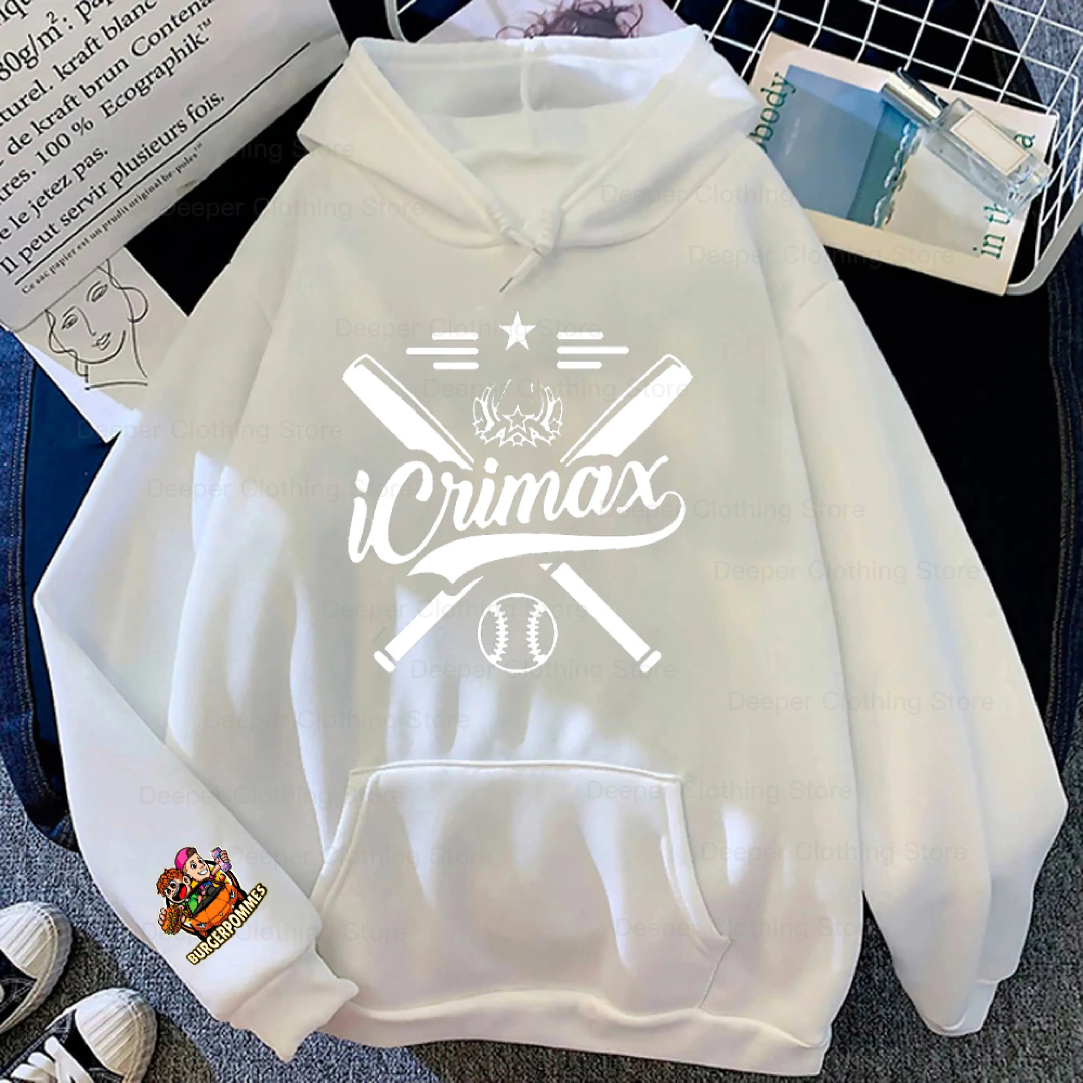 Hip Hop Burgerpommes Icrimax Hoodie Harajuku Sweatshirts Clothes Boy girl kids Tops Kids Streetwear Clothes Personality Pullover