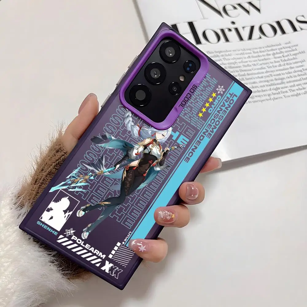 جينشين تأثير دور لطيف قضية الهاتف لسامسونج غالاكسي S25 حافة S24 S23 S22 S21 S20 الترا فوندا سيليكون غطاء فضي #4