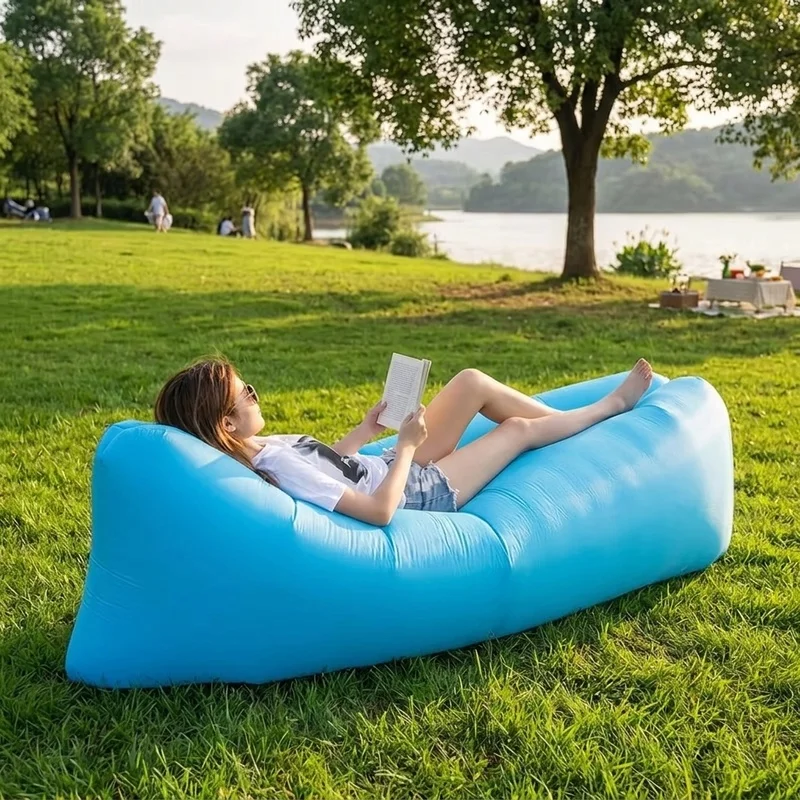 Inflatable Air Lounger Sofa No Pump Required Lightweight Waterproof Portable Camping Chair with Carry Bag for Beach Pool Travel