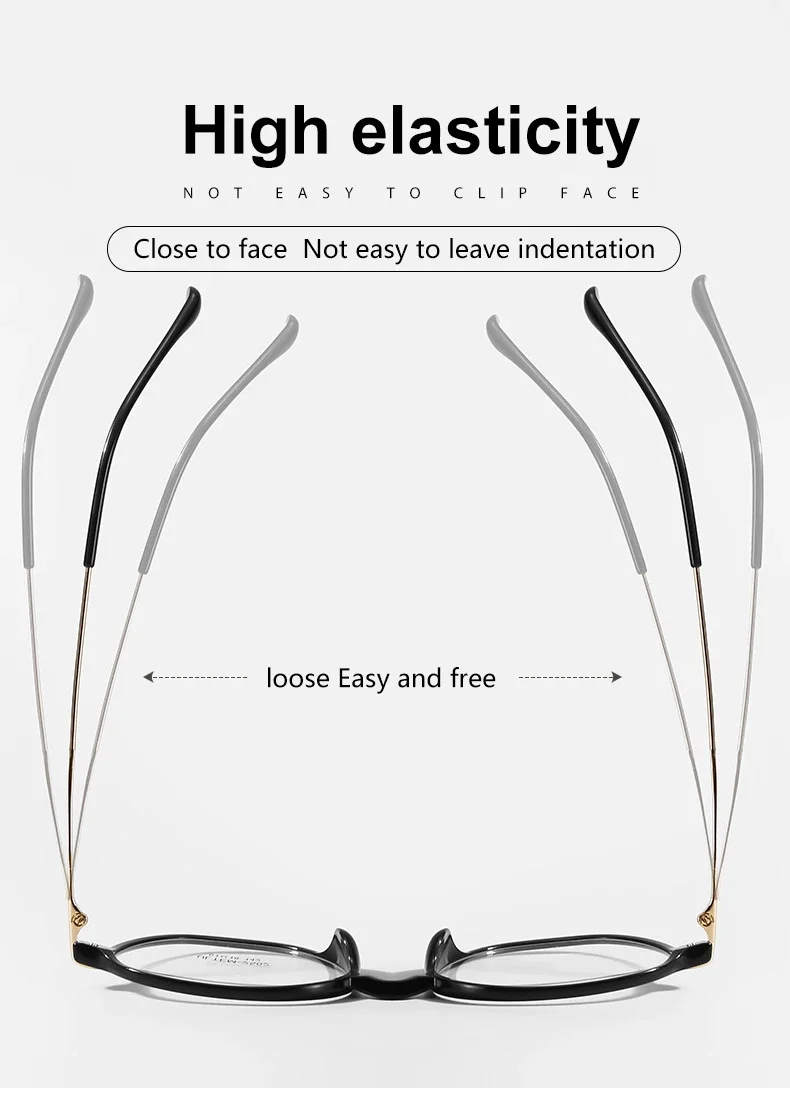 CAIDERONI Small Frame Oval Retro Light Comfortable Ultem Optical Frames Customizable Anti-Blue Light Reading Glasses Women 2502