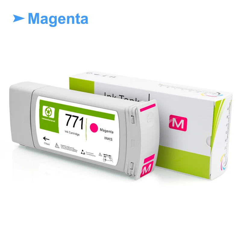 خرطوشة حبر متوافقة مع HP 771 مع حبر الصباغ الكامل HP771 لطابعة HP Designjet Z6200 Z6600 Z6800 775 مللي B6Y15A B6Y21A
