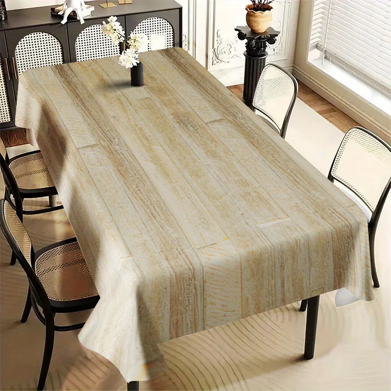 Simple Retro Wood Grain Pattern Tablecloth - Fence Wood Board Stripes Pattern Printed Tablecloth