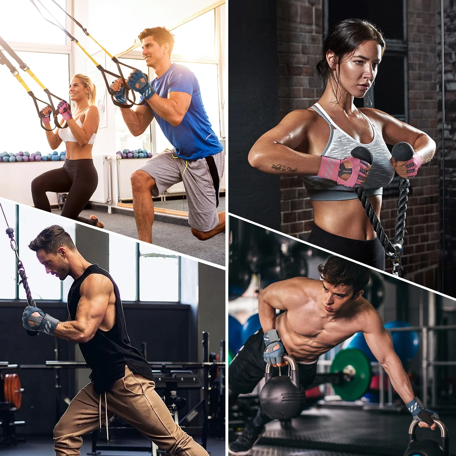 ハーフフィンガージムグローブトレーニングフィットネスグローブ滑り止めジェルボディービルワークアウトルバススポーツウェイトリフティンググローブ男性女性用