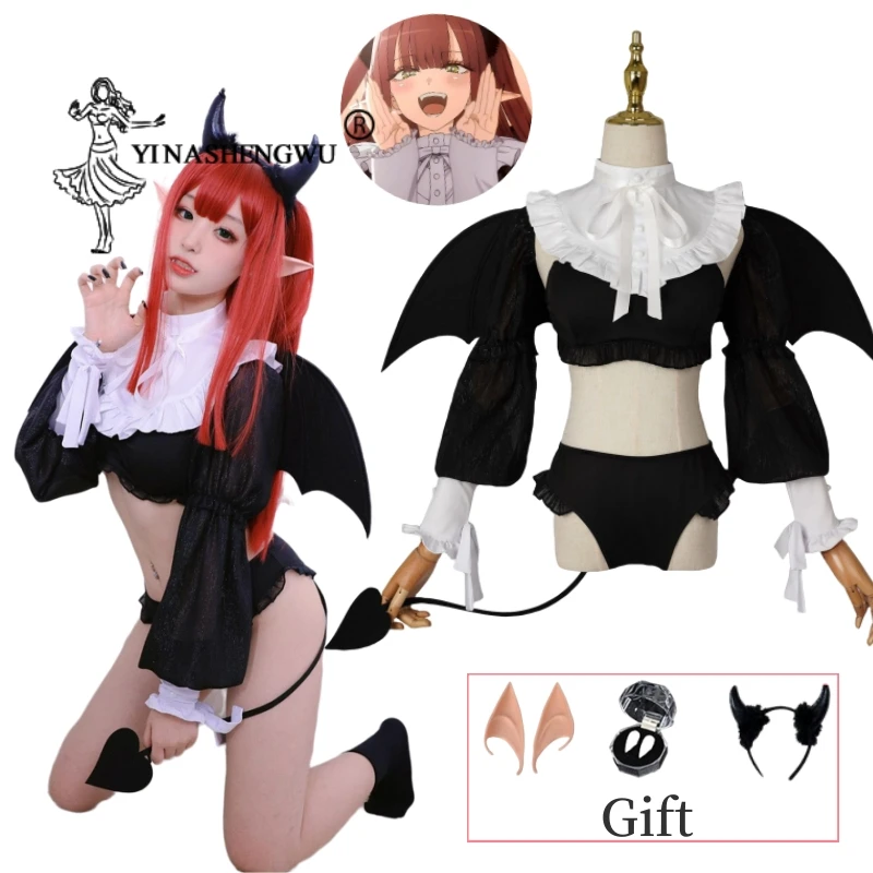 Anime My Dress Up Darling Cosplay Costume Kitagawa Marin Bikini Cosplay Costume Kuroe Shizuku Wig Succubus Suit Christmas Prop