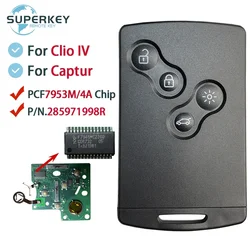 Renault Clio IV için SUPERKEY Captur 2009 2010 2011 2012 2013 2014 2015 2017 4A çip 433Mhz anahtarsız akıllı kart anahtar 28597199199