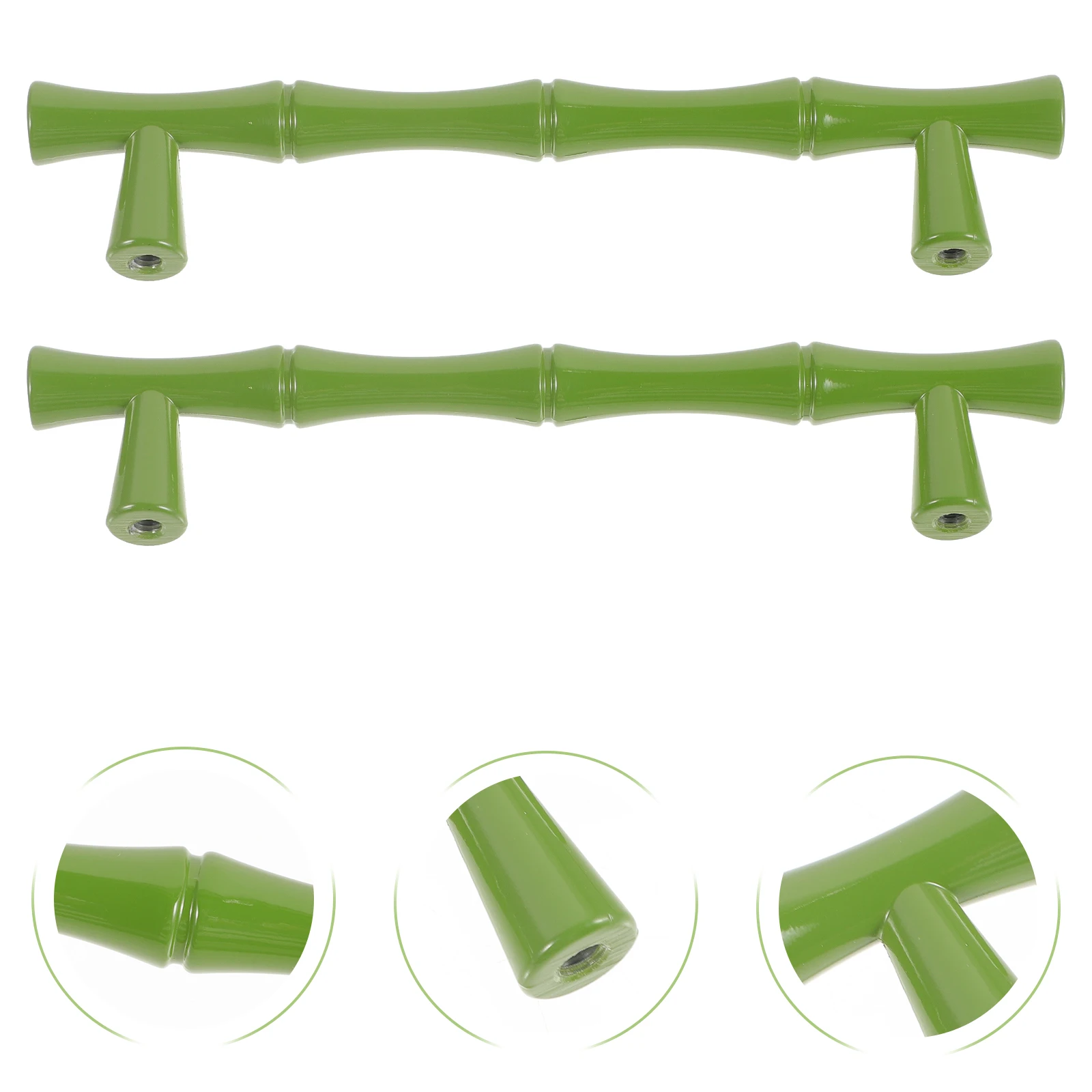 

2pcs Bamboo Cabinet Handle Drawer Pull Knobs Wardrobe Cupboard Door Zinc Alloy Vintage Green Ergonomic Wear Resistant Kitchen