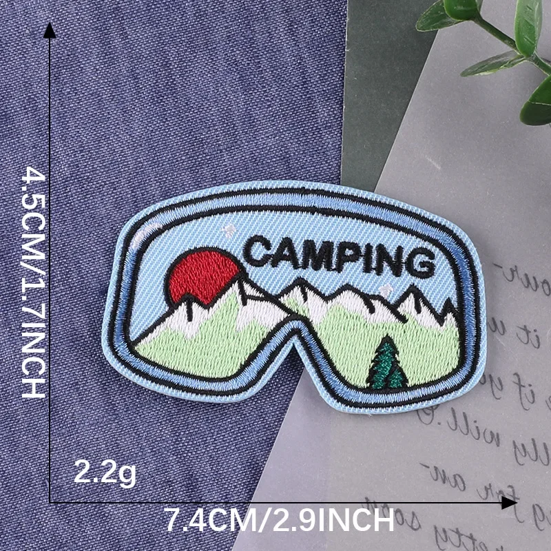 Outdoor Landscape Clothing Ironing Embroidered Patch, Personalized Decorative Cloth Stickers, Hardshell Tent, Hat DIY, Backpack