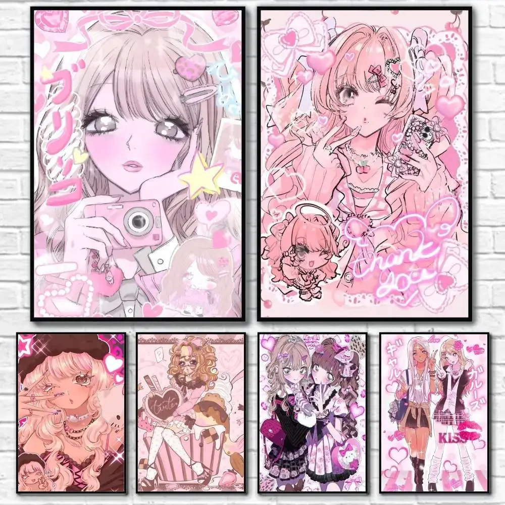 Gyaru Gyaru Subculture Girls ANIME Poster Water Proof Paper Print Room Decor Stickers Art Wall Decoration Bedroom Living Room