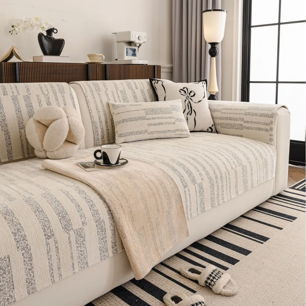 Chenille Sofa Cushion for All Seasons Slipcovers High-end Anti Slip Sofa Cover, Nordic Minimalist Modern Cushion, Backrest Towel