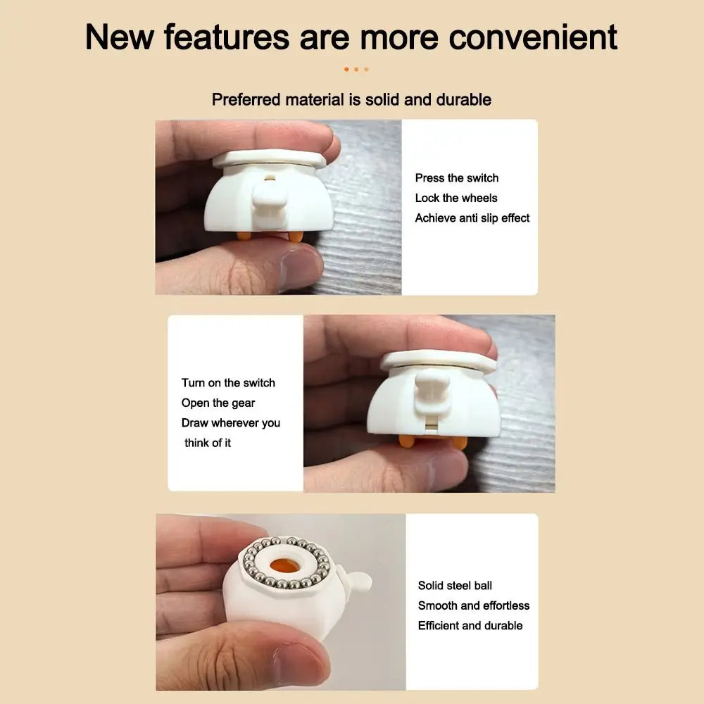 4PCS with Brake Furniture Casters Wheels Mute Wear-resistant Universal Wheel Stablize Self Adhesive Pulley Base