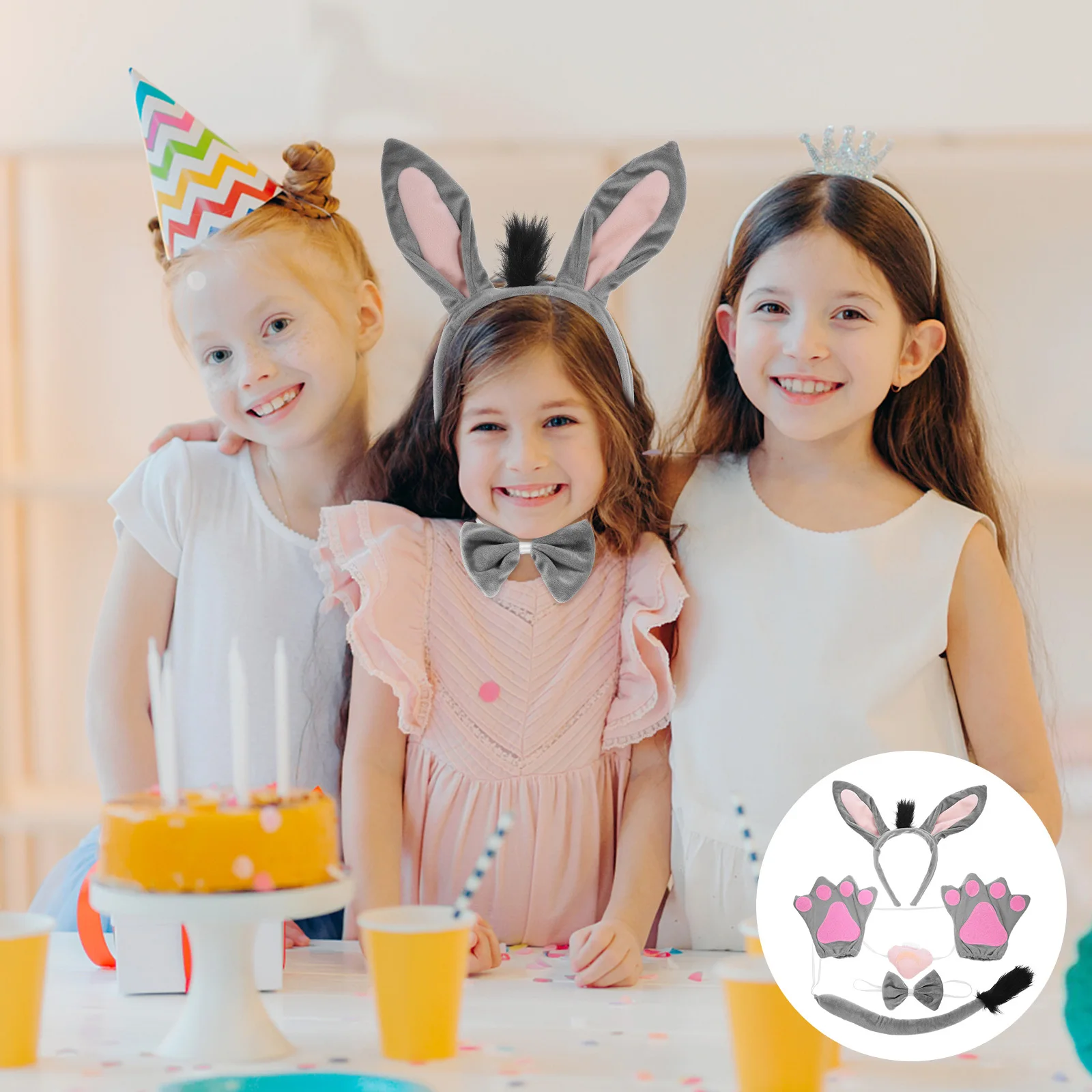 

1 Set Donkey Costume Accessories Animal Headband Cosplay Tail Bowtie Gloves For Party Performance Animal Ear Headband