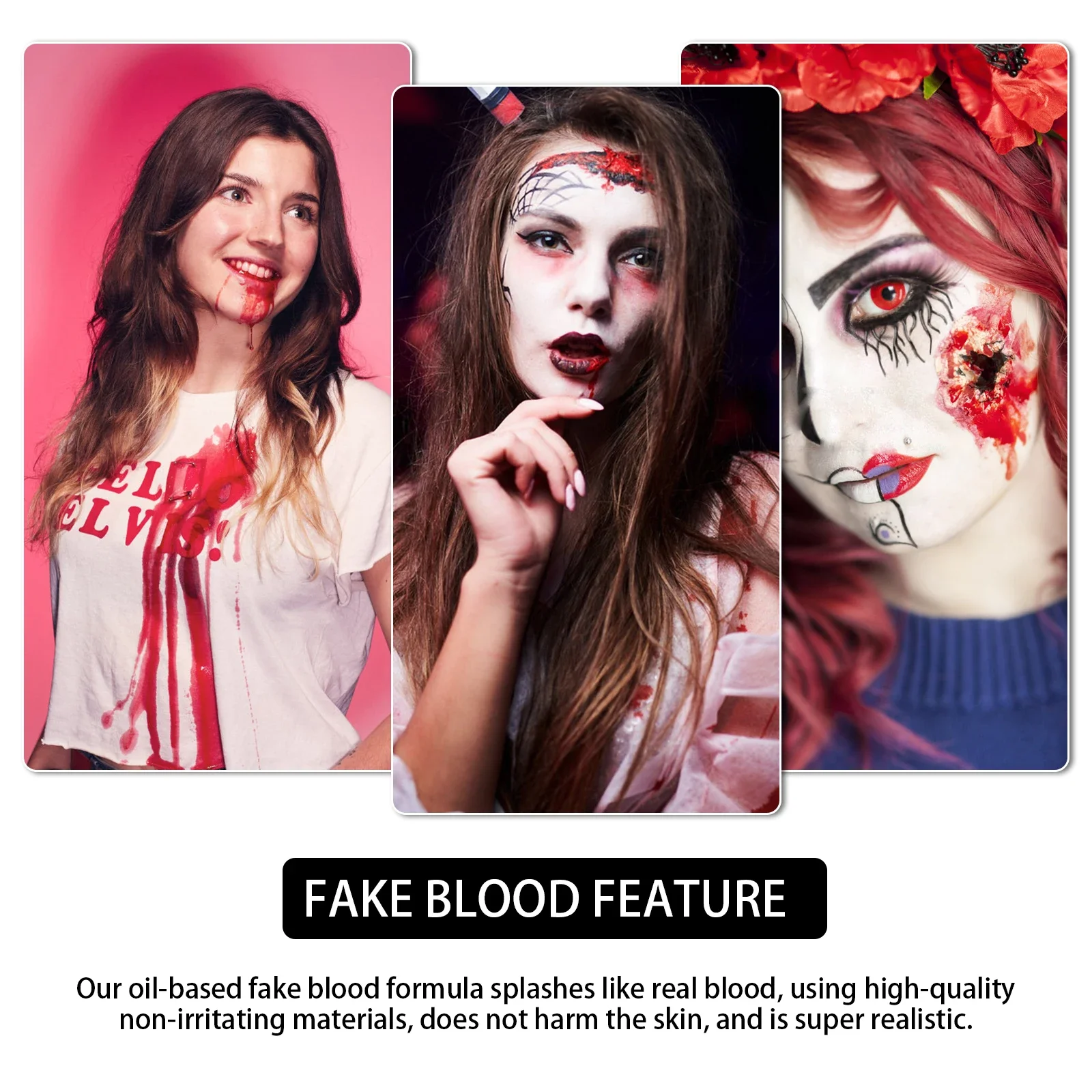 ハロウィンコスチューム 超リアルなフェイクブラッドスプレー/シミュレーション 人間の歯 血液生成性 肌に安全で簡単な除去