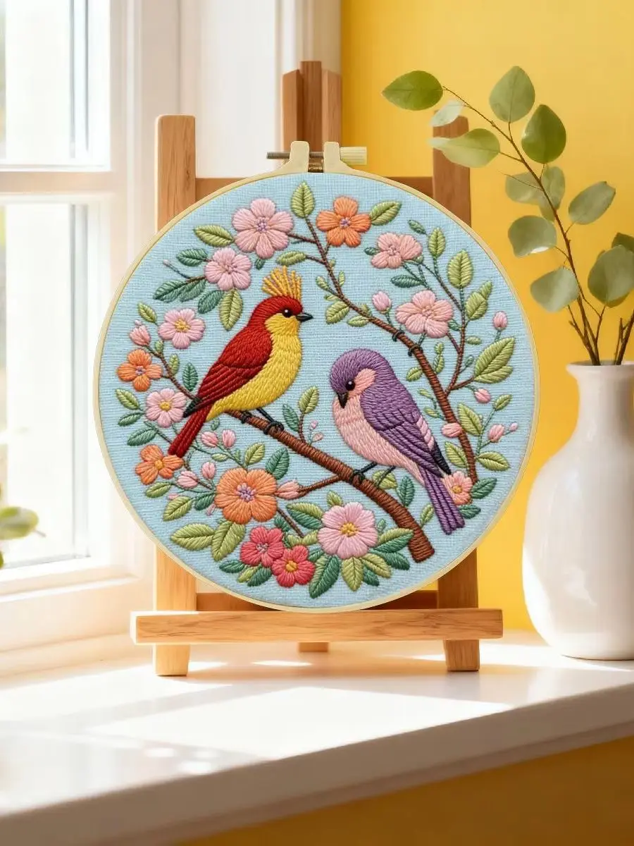 1 Stück 20X20CM/15X15CM 7,87/6,3 Zoll Vogel-Stickerei-Starter-Kit DIY-Kit DIY-Stickerei-Set Handarbeiten Nadelkunst Heimdekoration – Detail 6