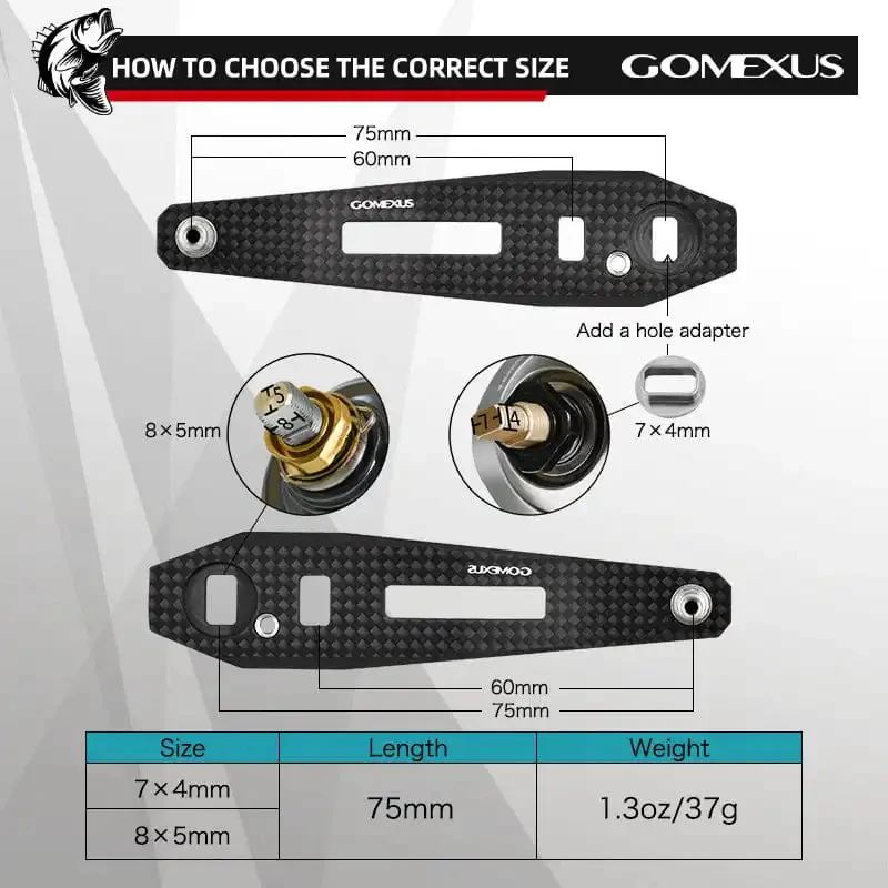 Gomexus Carbon-Griff für Baitcasting-Rollen mit Aluminium-Knopf LC-A38 – Detail 7