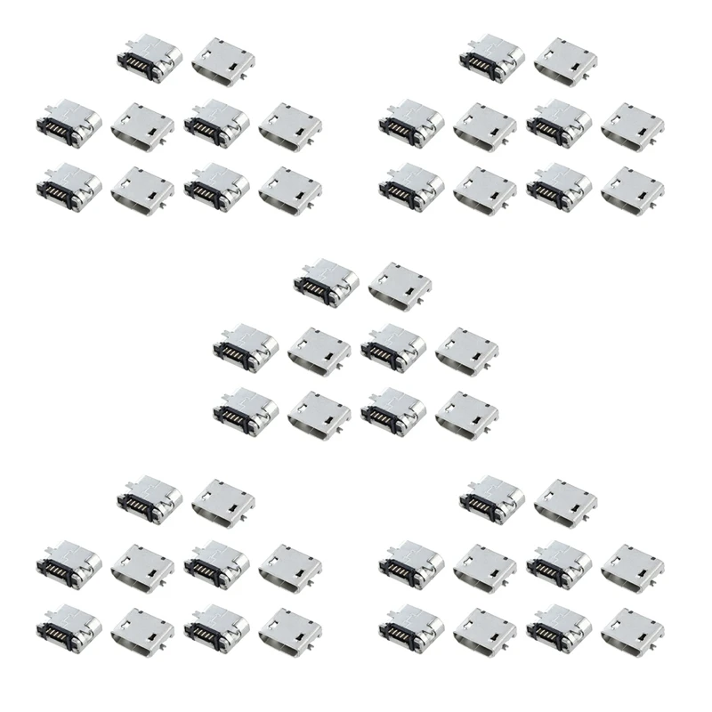 Lot de 50 Pièces de Rechange Type B Micro USB Femelle Jack, Connecteur Port, Prise