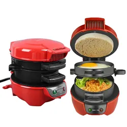 Sandwichera eléctrica para hamburguesas, parrilla de Pan, tostadora para hornear, máquina de Pan para desayuno, cocina casera, sartén para tortitas, 600-110 V, 220 W