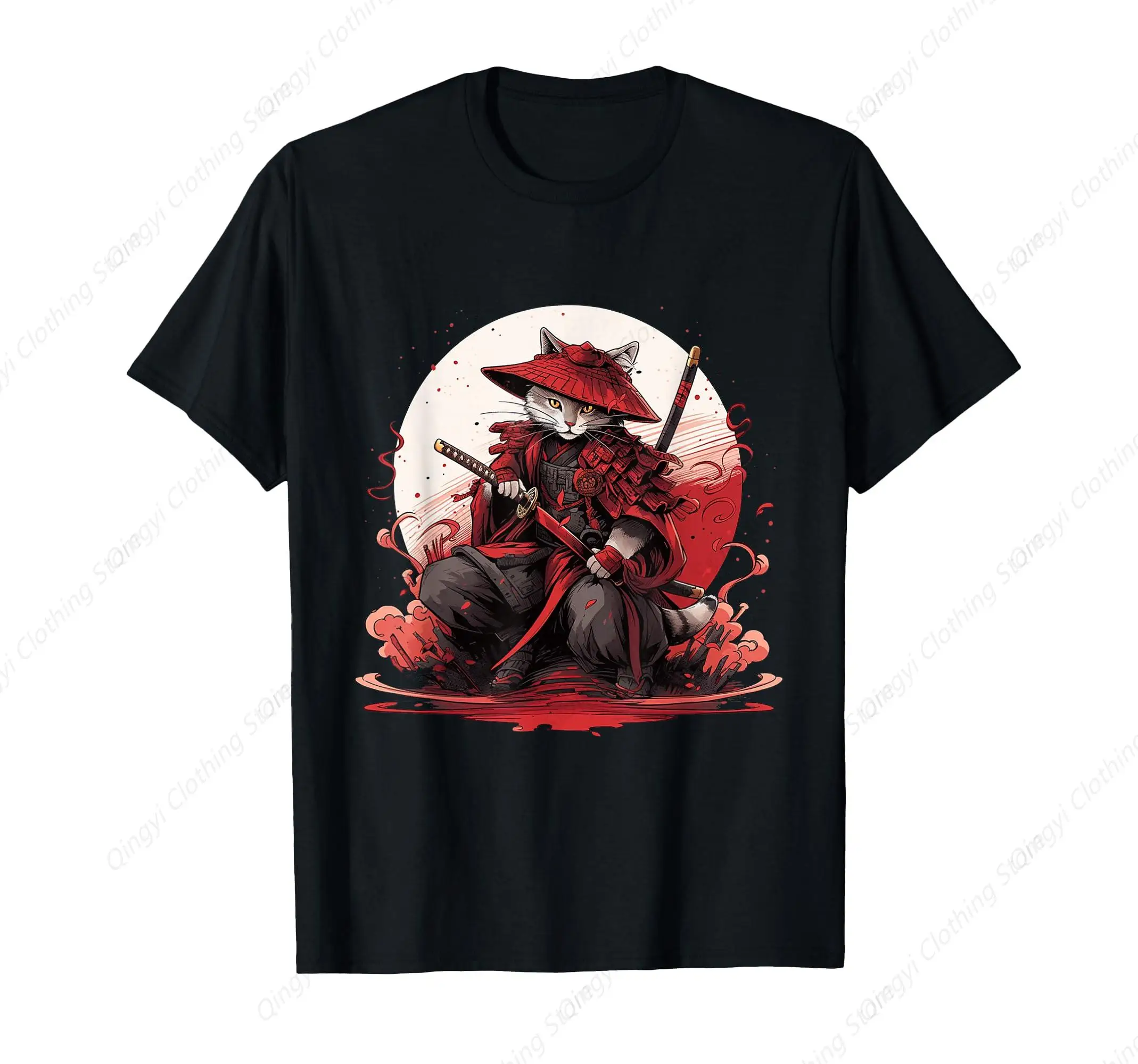 

Japanese Art Cat Ninja Anime Style Samurai Cat T-Shirt