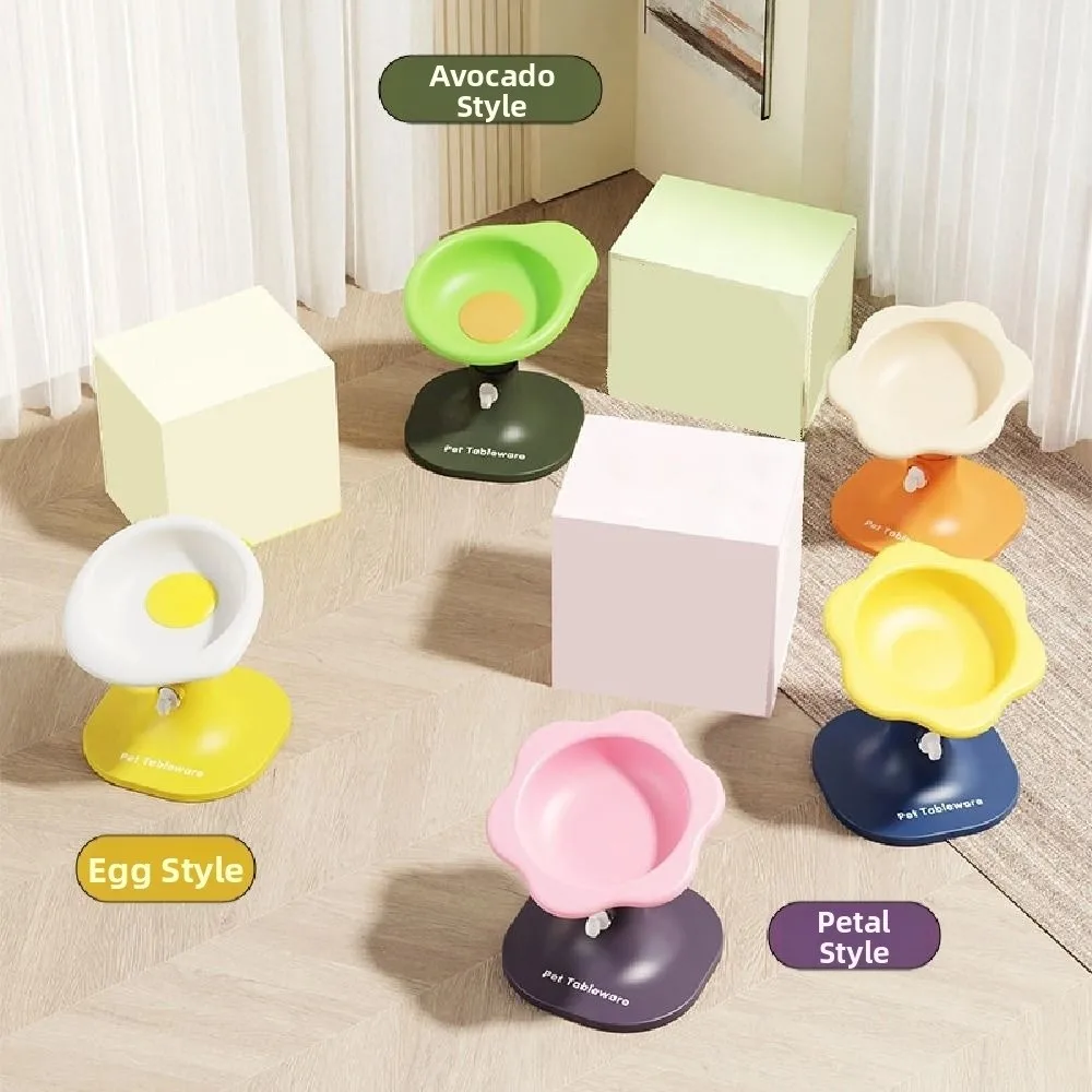 Creative Pet High Footed Bowl Cartoon Non-Slip Elevated Pet Feeder Bowl Protect Cervical Spine Adjustable Height Angle