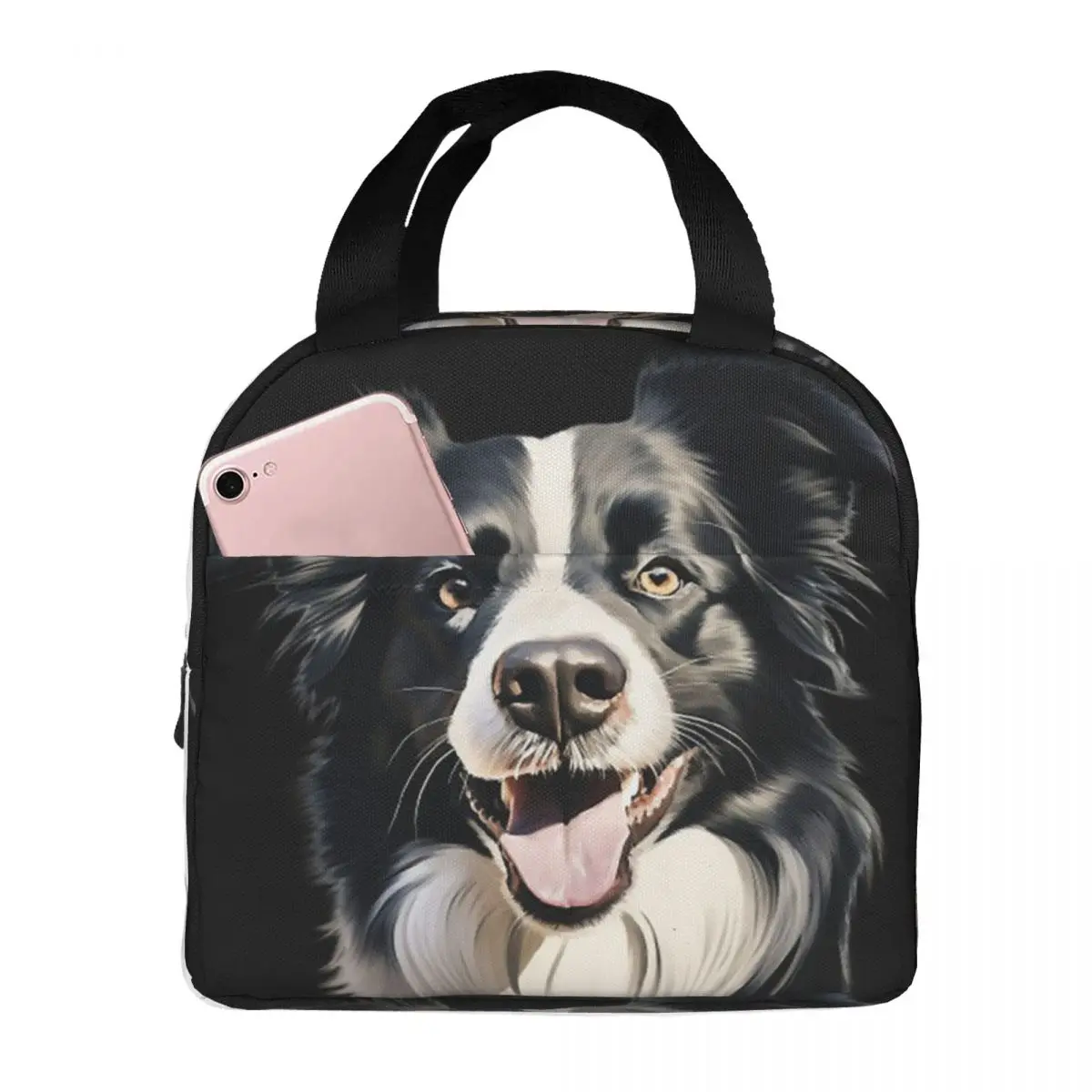 Border Collie Lunch Bags Insulated Bento Box Portable Lunch Tote Leakproof Cooler Thermal Bag for Woman Student Travel