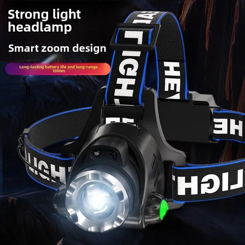 

Перезаряжаемый светодиодный налобный фонарь с регулируемым фокусом, датчиком движения, водонепроницаемый, для улицы, с аккумулятором 18650, двойным источником света