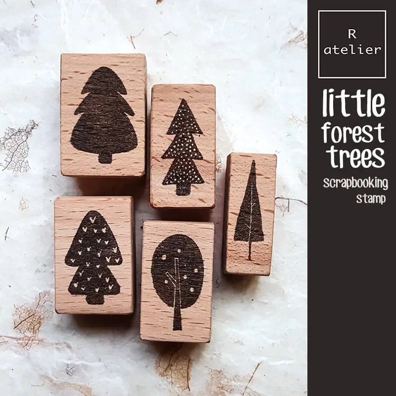 Scrapbooking Stamp Vintage Little Forest Trees Journal Journaling Scrapbook Stamps