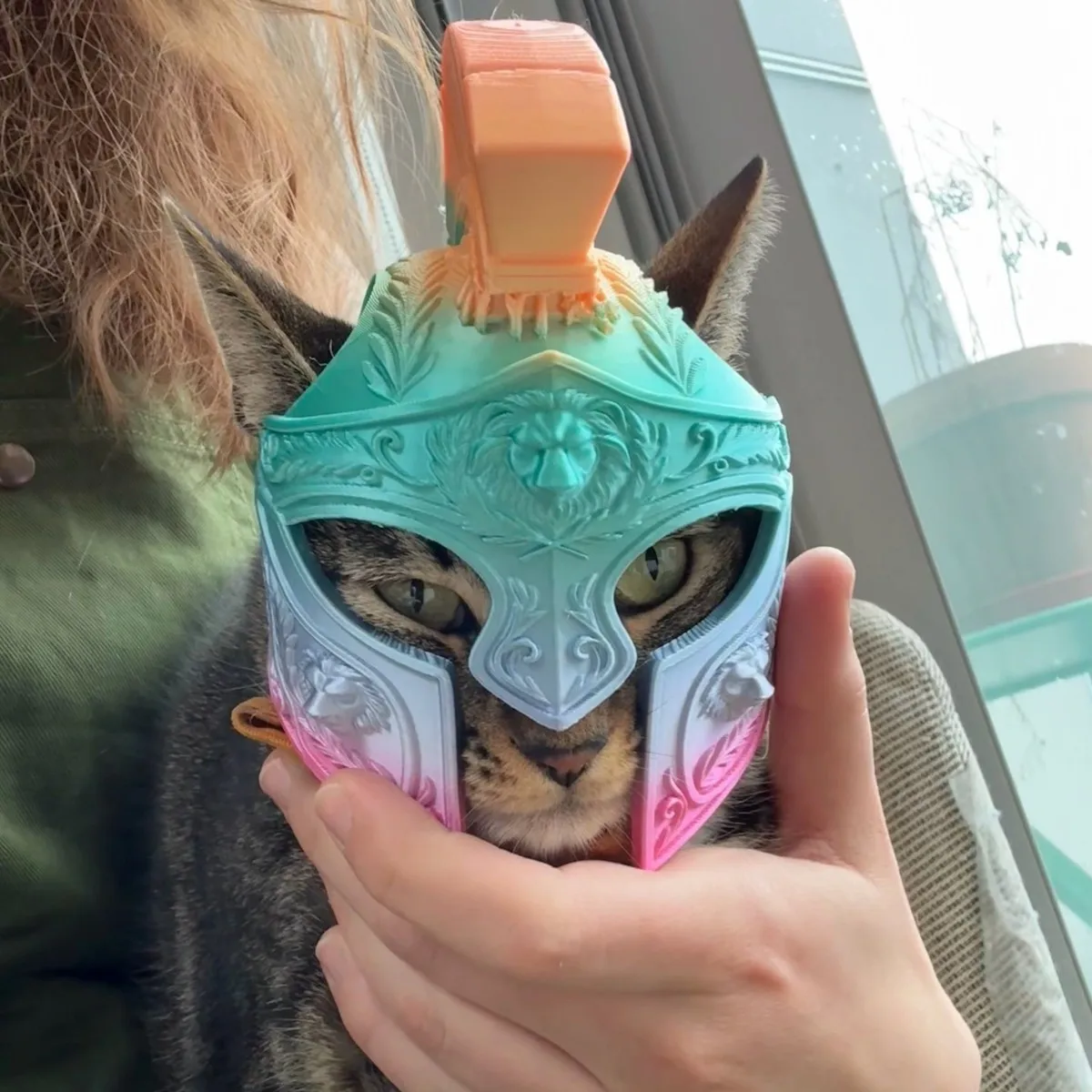 

Roman Centurion Cat Helmet Role-Playing Accessories Cats Vintage Warrior Party Dress Up Helmet for within 7kg Cat